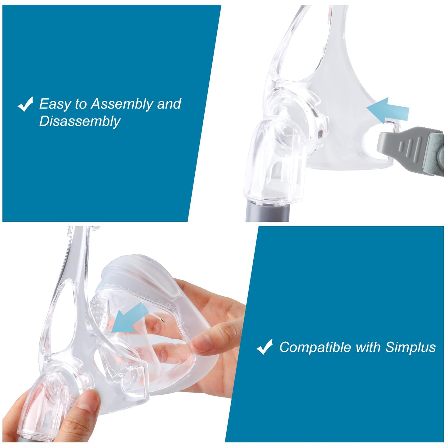 Holdly Easy Clip Frame and Elbow Only Replacement Kit for F&P Simplus Small, Medium, Large, Replace Simplus,Quick Release Design,360° Ball-and-Socket Rotation Elbow