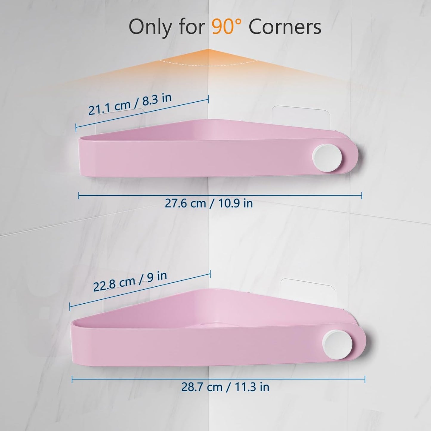 Sotfamily Shower Caddy Corner, 4 Pack Adhesive Corner Shower Shelves for Bathroom Organizers and Storage, Rust Free Plastic Rack for Bathroom Accessories & Decor, Pink