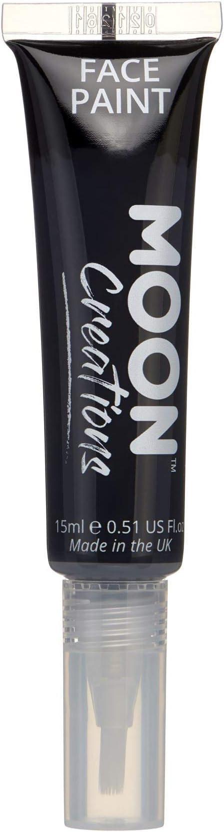 Face & Body Paint with Brush Applicator by Moon Creations - 0.50fl oz - Black