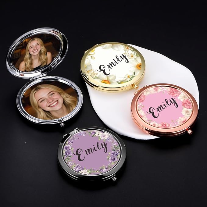 Eunigem Personalized Compact Mirror for Women-Custom Mirror Gifts for Bridesmaid,Wedding,Birthday,Mom,Friend,Wife,Christian