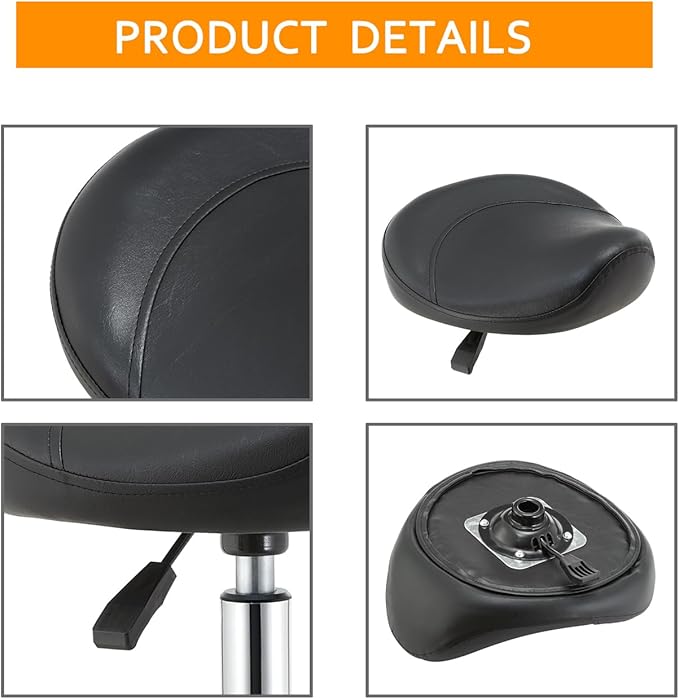 Nolasalon Saddle Stool Chair with Wheels,Ergonomic Swivel Rolling Height Adjustable for Salon Beauty Clinic Dentist Tattoo Home Office