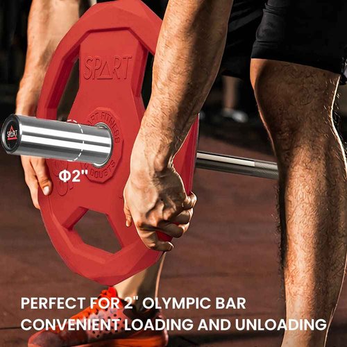 SPART Color Coded Weight Plate 2-Inch Rubber Coated Olympic Grip Plate for Barbell,Solid Cast Iron Weight Plates for Strength Training,Weightlifting,Crossfit,Home Gym, 35LB, Single