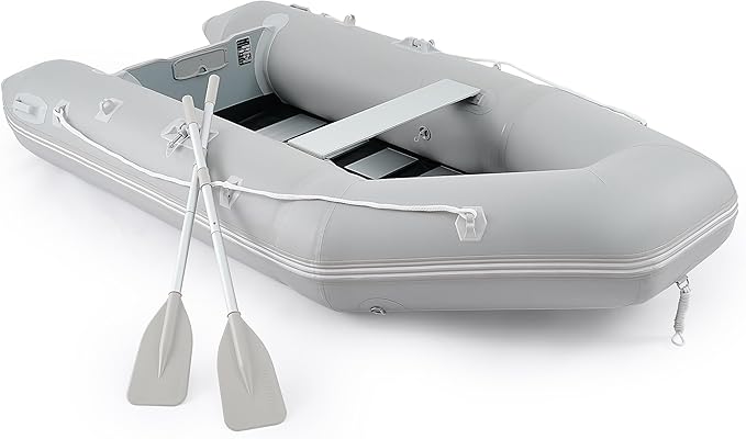 CO-Z 10ft Inflatable Dinghy Boat for 4 Adults, 990lb Capacity Heavy-Duty PVC Raft with Aluminum Floor & Oars, Motor Mount,...