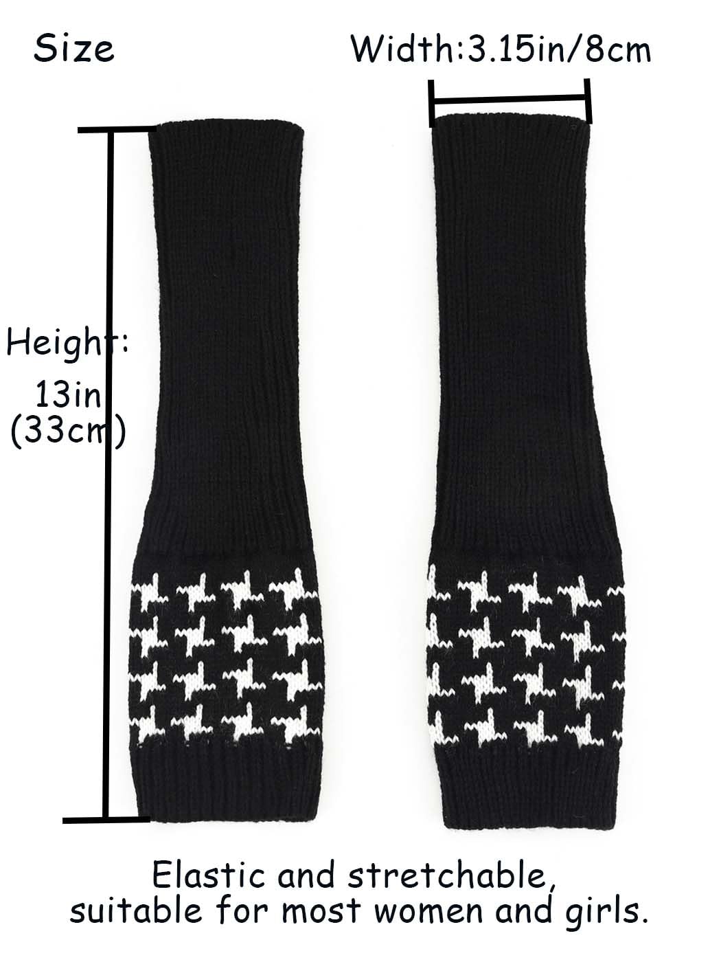 Urieo Long Arm Warmers Winter Fingerless Gloves Knit Mitten with Thumb Hole for Women（Pack of 2）