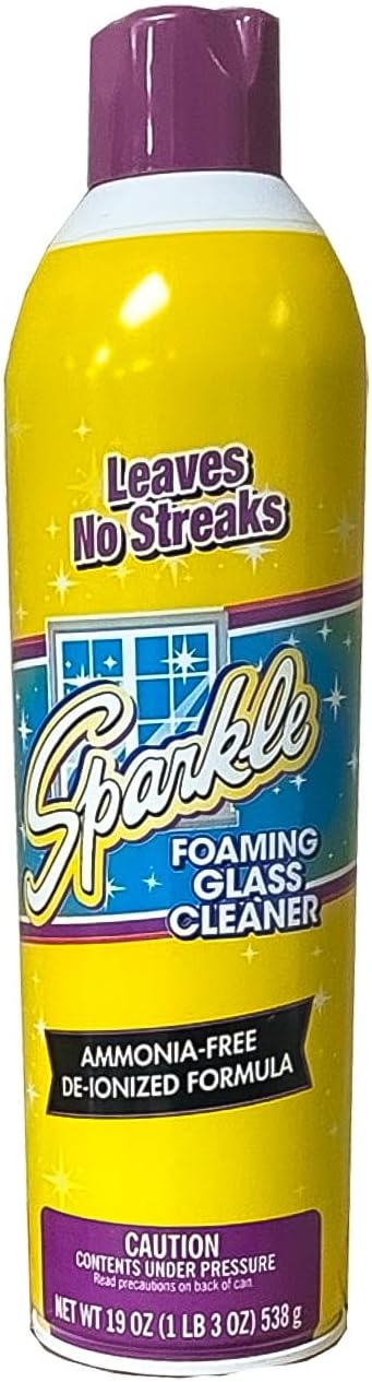 Sparkle Glass Cleaner Aerosol Spray Bottle, Ammonia-Free De-Ionized Formula, Leaves No Streaks, 20-Ounce Bottle (Pack of 6)