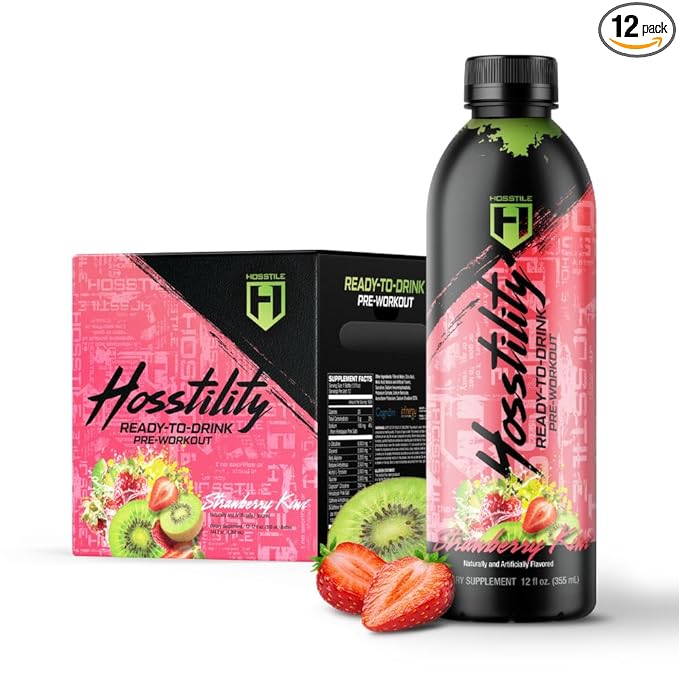 HOSSTILE Hosstility RTD Pre-Workout – Ready to Drink Pre Workout for Energy, Focus, Pump & Hydration, All-in-One Formula f...