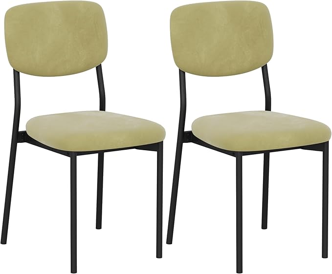 Einhomn Upholstered Dining Chairs Set of 2, Stackable Modern Dining Room Chairs, Kitchen Chairs w/Soft Velvet Backrest & Sturdy Metal Legs for Restaurant, Living Room, Light Green