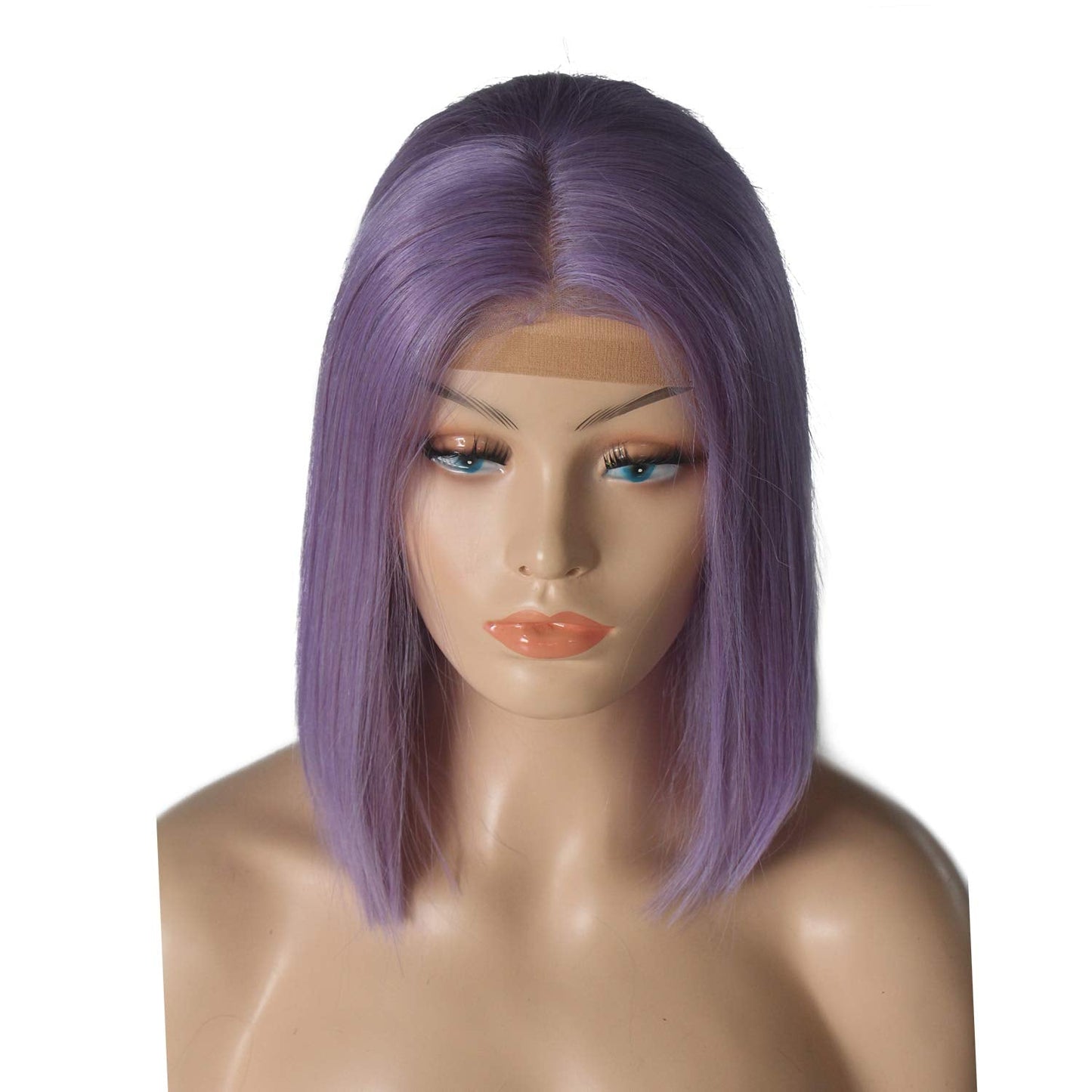 Lace Front Wigs Human Hair Lilac Bob Wigs Straight 180% Density Brazilian Virgin Hair 12inch Middle Part 13x4 Lace Frontal Pre P