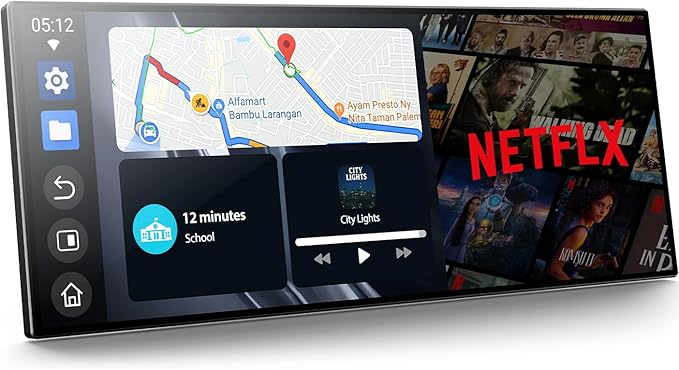Volam 11'' Wireless Carplay Screen for Car Built-in Net-Flix YouTube Apps, Portable Touchscreen Car Stereo with Android Au...