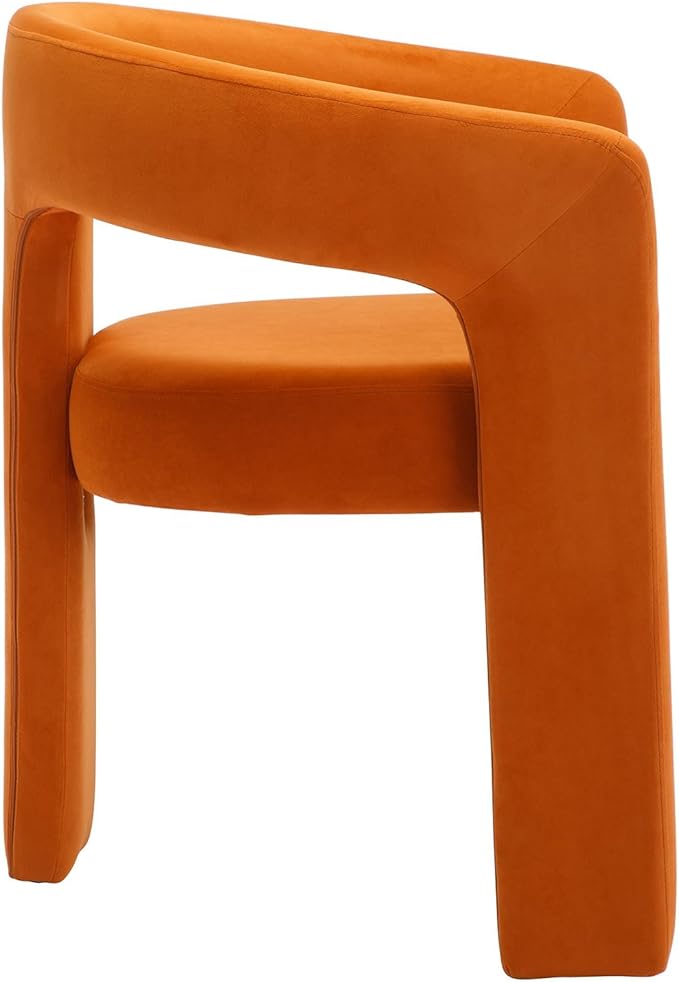 DAYALANE Modern Barrel Dining Chair, Upholstered Accent Kitchen Chair with Arms Comfy Velvet Side Chair for Living Room/Home Office/Reception, Orange