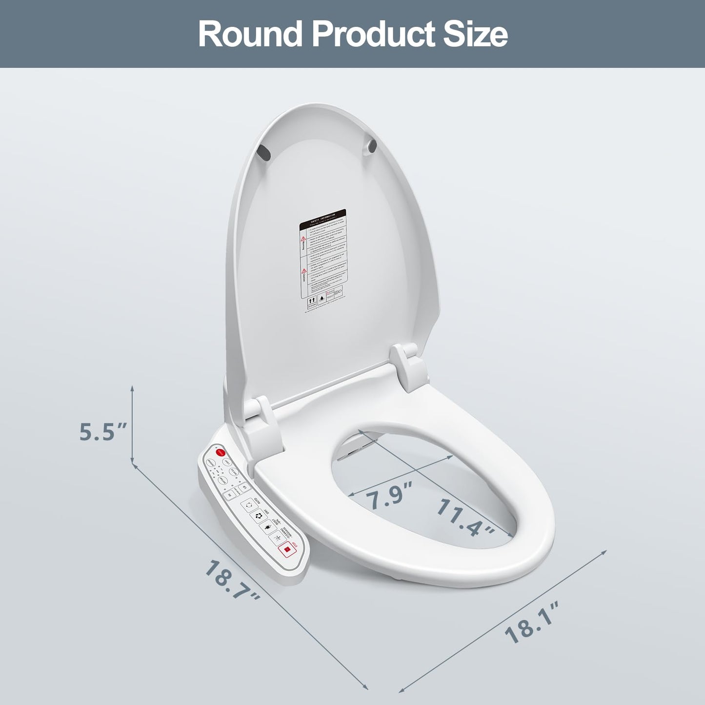 ZMJH ZMA102D Bidet Toilet Seat, Round Smart Unlimited Warm Water, Vortex Wash, Electronic Heated, Warm Air Dryer, Rear and Front Wash, LED Light, Need Electricity, White, (Round)