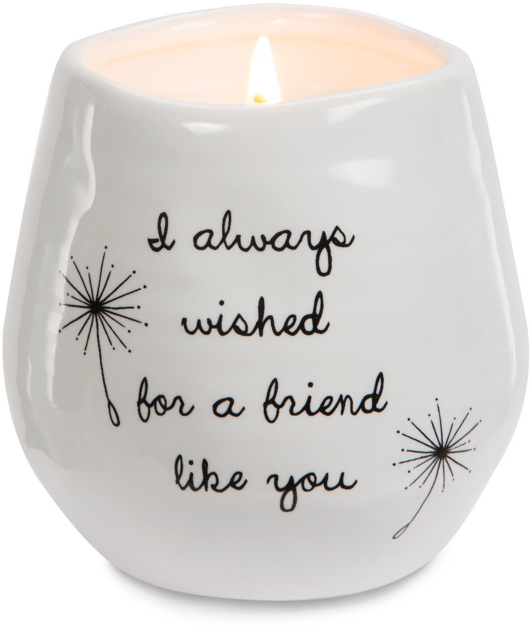 Pavilion - 8 Oz Candle Holder - White Ceramic Candle Jar with 100% Soy Wax Candle Cotton Scent "I Always Wished For A Friend Like You" Ideal Gift for a Friend - Printed Text, Love Theme & Oval Shape