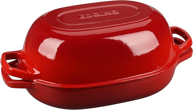 Enameled Cast Iron Oval Dutch Oven Pot with Lid, Dutch Oven for Sourdough Bread Baking, Oval Bread Pan, Bread Oven, Bread Dutch Oven, 7qt, Red