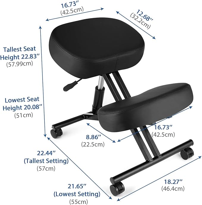 Himimi Kneeling Chair Ergonomic for Office, Height Adjustable Stool with Thick Foam Cushions for Home and Office - Improve Posture to Relieve Neck & Back Pain, New Upgraded Pneumatic Pump