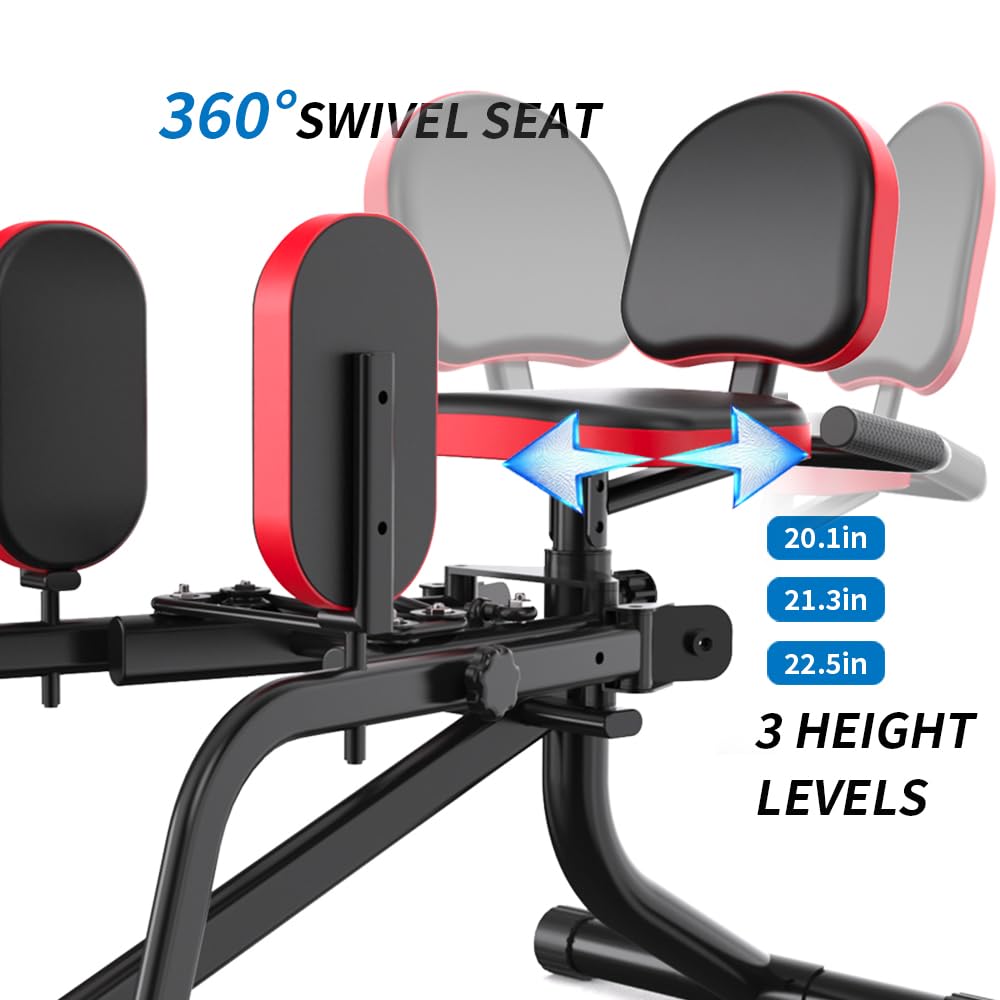 2-in-1 Hip Abductor and Adductor Machine, Inner and Outer Thigh Exercise Equipment, Leg Workout Machine for Home Gym (Red)