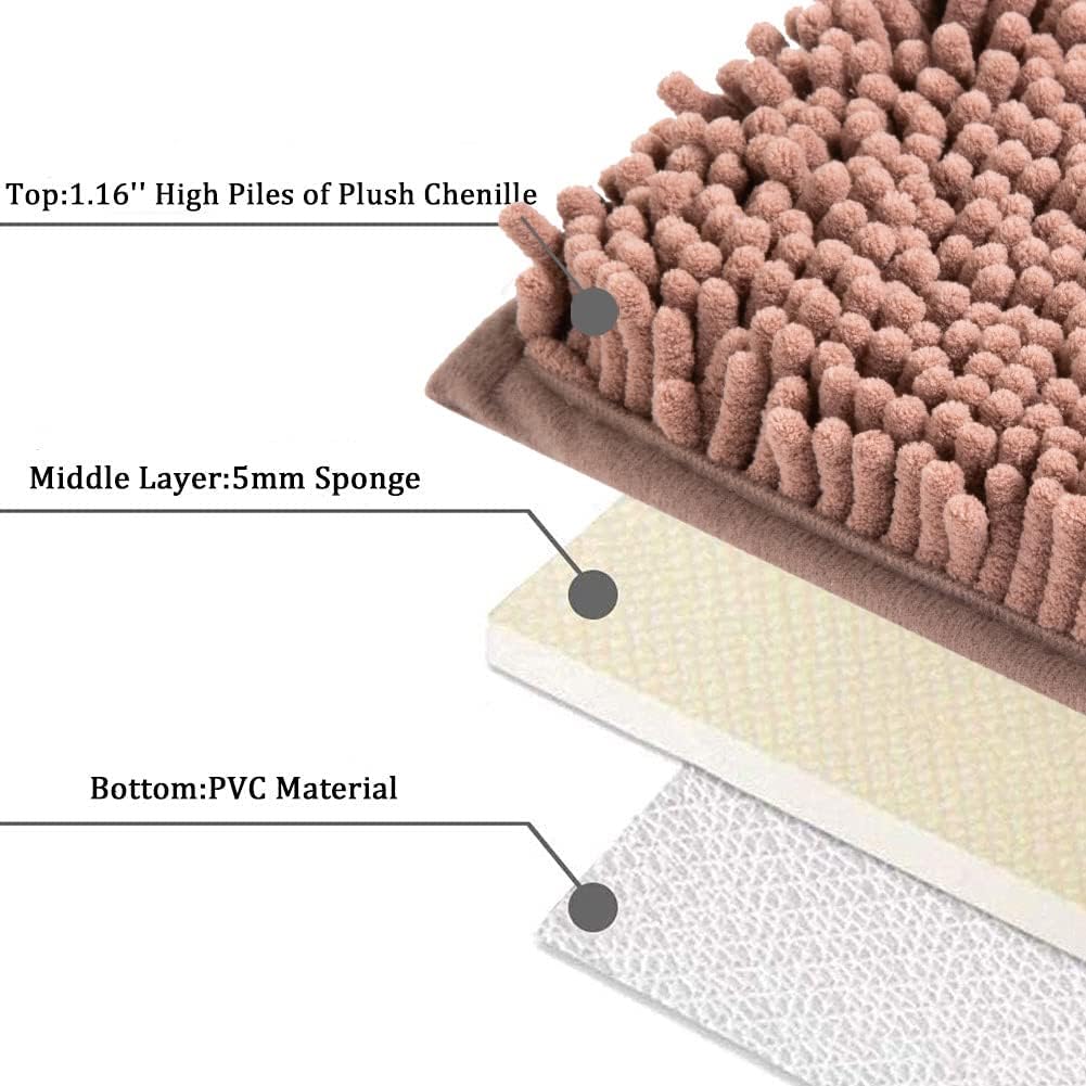 SONORO KATE Bathroom Rug,Non-Slip Bath Mat,Soft Cozy Shaggy Thick Bath Rugs for Bathroom,Plush Rugs for Bathtubs,Water Absorbent Rain Showers and Under The Sink (Taupe Brown, 44"×26")