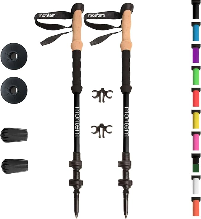 Montem Ultra Strong Trekking, Walking, and Hiking Poles - One Pair (2 Poles) - Collapsible, Lightweight, Quick Locking, We...