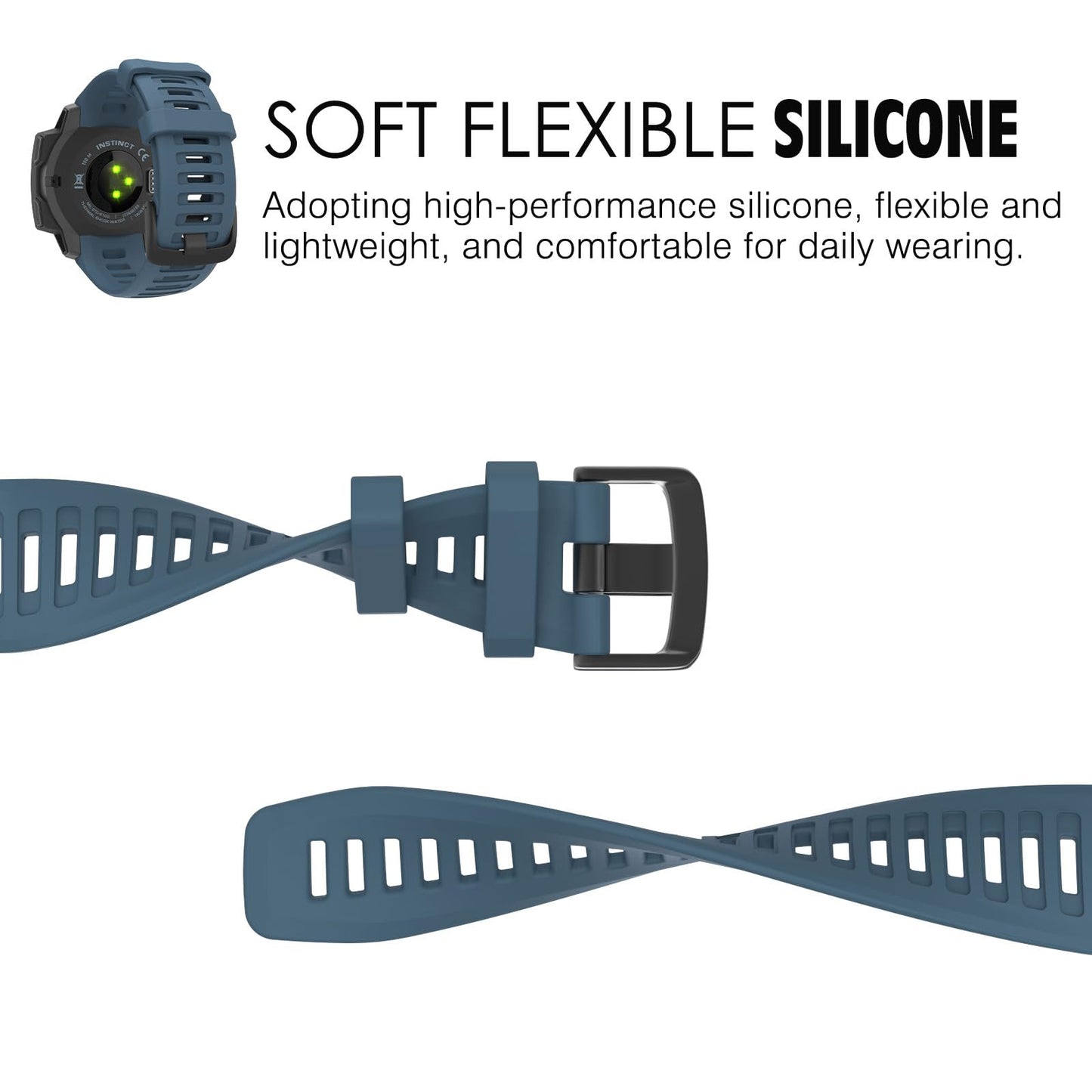 Moko Strap Compatible With Garmin Instinct/Instinct Solar/Tactical/Instinct 2 Gps Smartwatch, 22Mm Soft Silicone Sport Replaceme