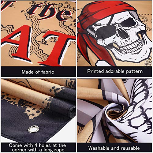 Beware of Pirates Door Banner Pirate Party Decoration Pirate Backdrop Halloween Birthday Party Photo Booth Props Pirate Th...