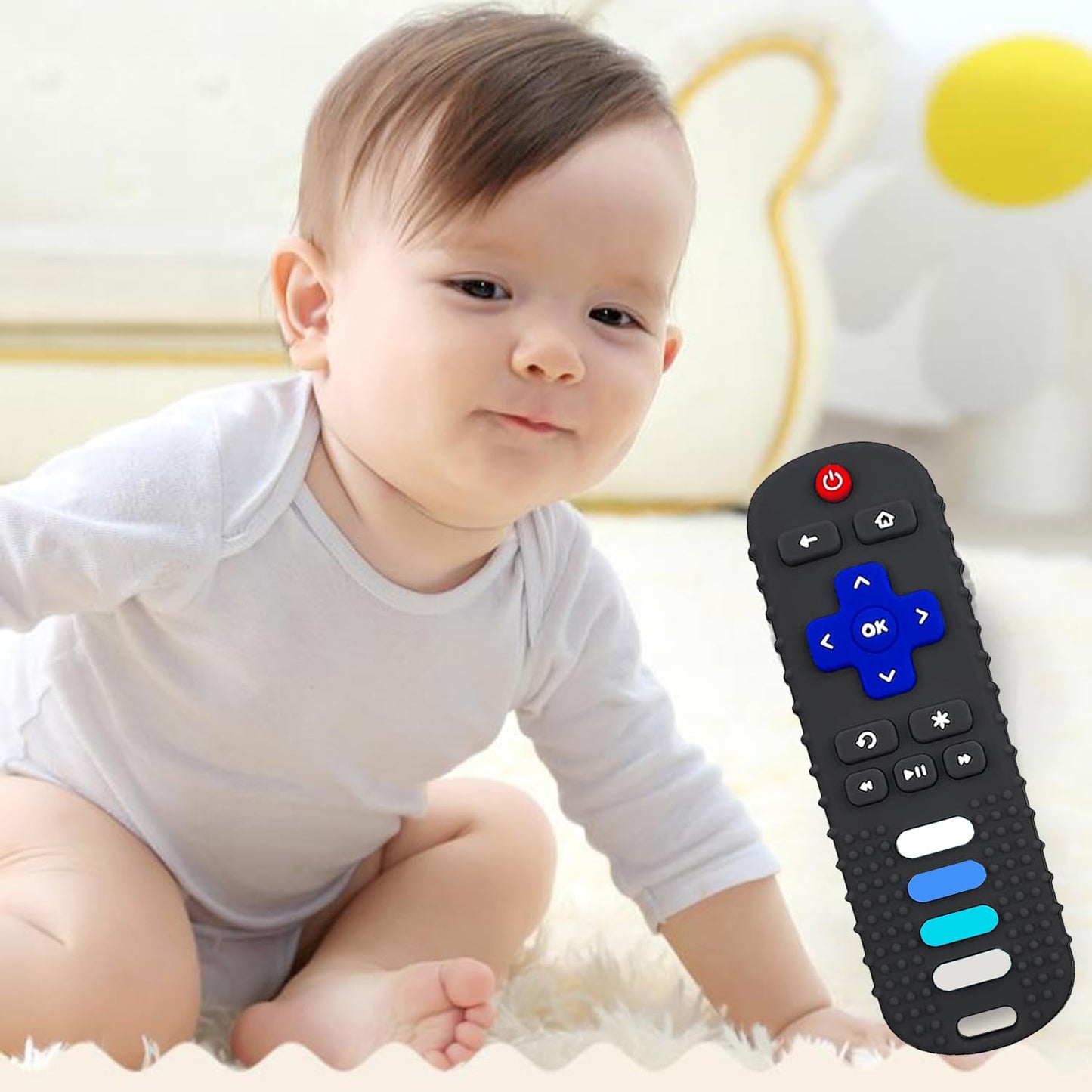 Silicone Baby Teething Toys, Teething Toys for Babies 3 6 18 24 Months, Baby Silicone Chew Toys,Remote Control Shape Teething Toys,BPA Free (Purple)