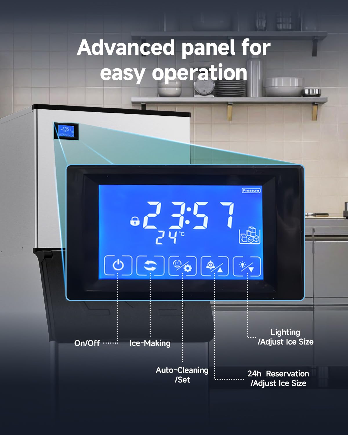 EUHOMY Commercial Ice Maker Machine,800lbs/24H,Industrial Ice Machine with 300lbs Storage Bin,Ice Ready in 10-15 Mins,SECOP Compressor&ETL,Stainless Steel Ice Maker for Bar/Cafe/Restaurant/Business