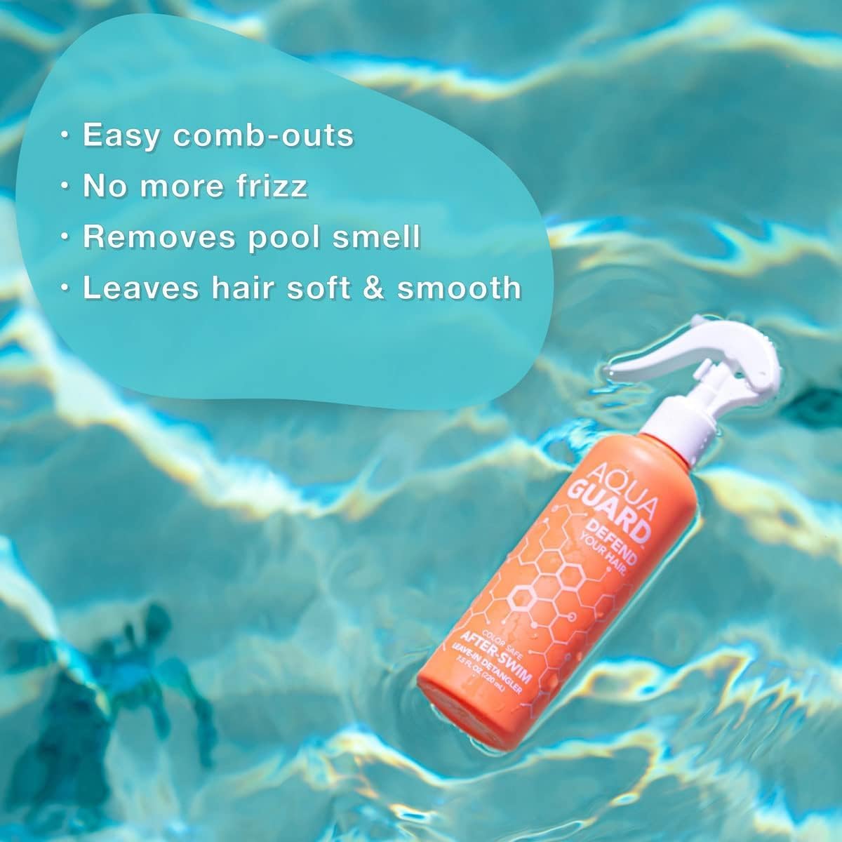 AQUA GUARD After-Swim UV Leave-In Detangler - Protects Hair From the Sun for Smooth, Silky Feel - Paraben & Gluten Free, Vegan,