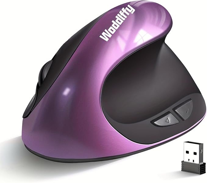 Woddlffy Ergonomic Mouse Wireless, Vertical Mouse Right Handed Small Mouse with 6 Buttons 1000/1200/1600 for Laptop,Deskto...