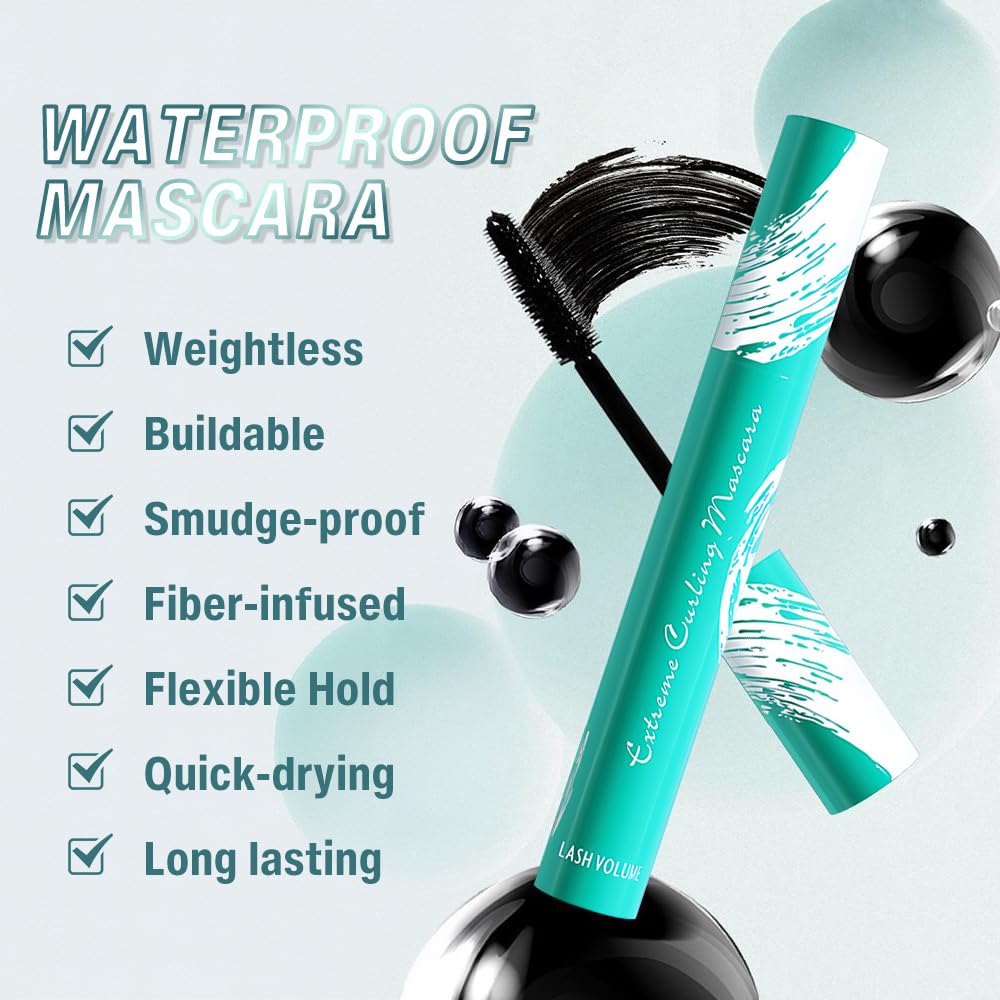 Voluminous Black Mascara - Buildable Lengthening, Curling & Defining for Dramatic Volume, Smudge-Proof 24H Wear, Cruelty-Free Bl
