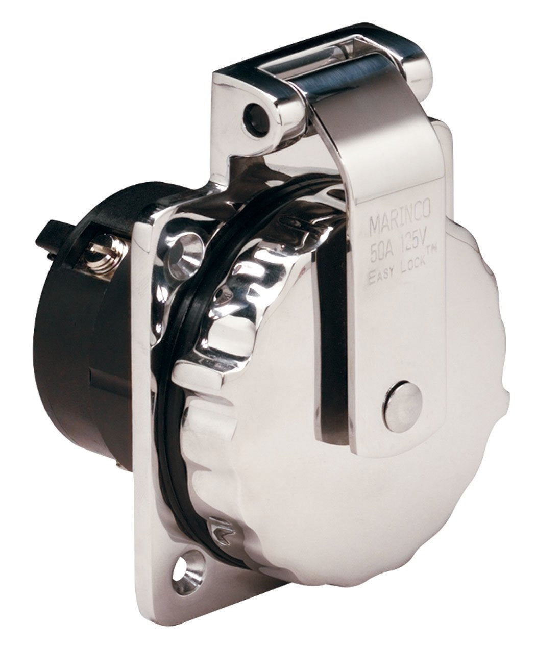 Marinco 6371El Marine 3-Wire Stainless Steel Locking Power Inlet (50-Amp, 125-Volt, Male)