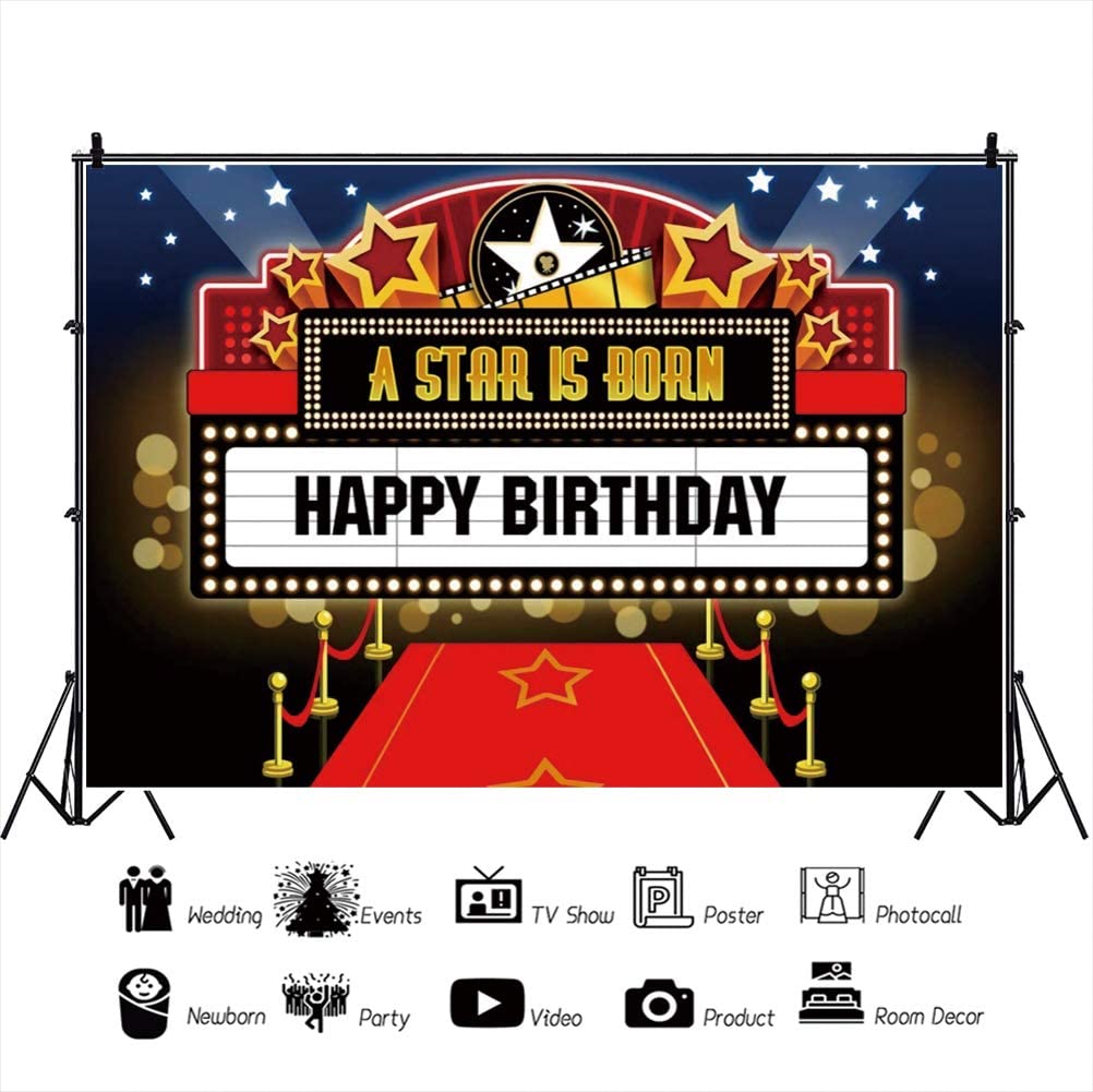 Oerju 10X6.5Ft Movie A Star Is Born Photography Backdrop Shinny Red Carpet Awards Night Ceremony Photo Booth Background Event De