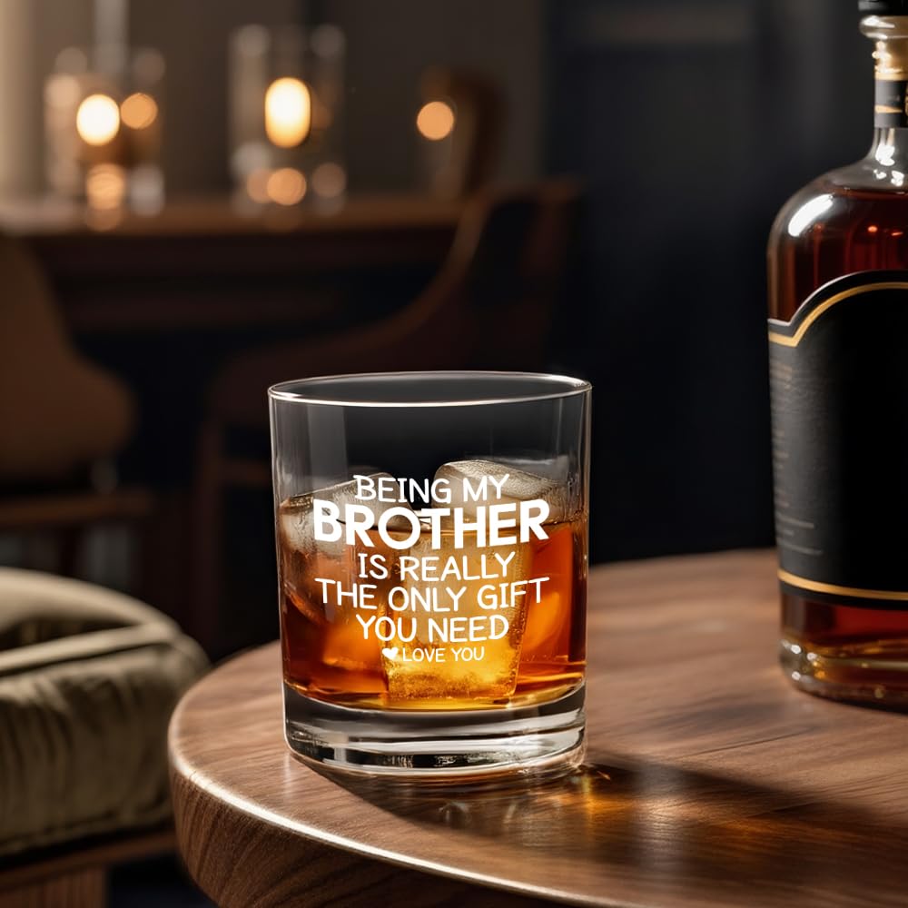 Pishovi Being My Brother Is Really The Only Gift You Need Whiskey Glass, Sarcastic Gifts for Brother from Sister Brother In Law, Christmas Birthday Adult Present