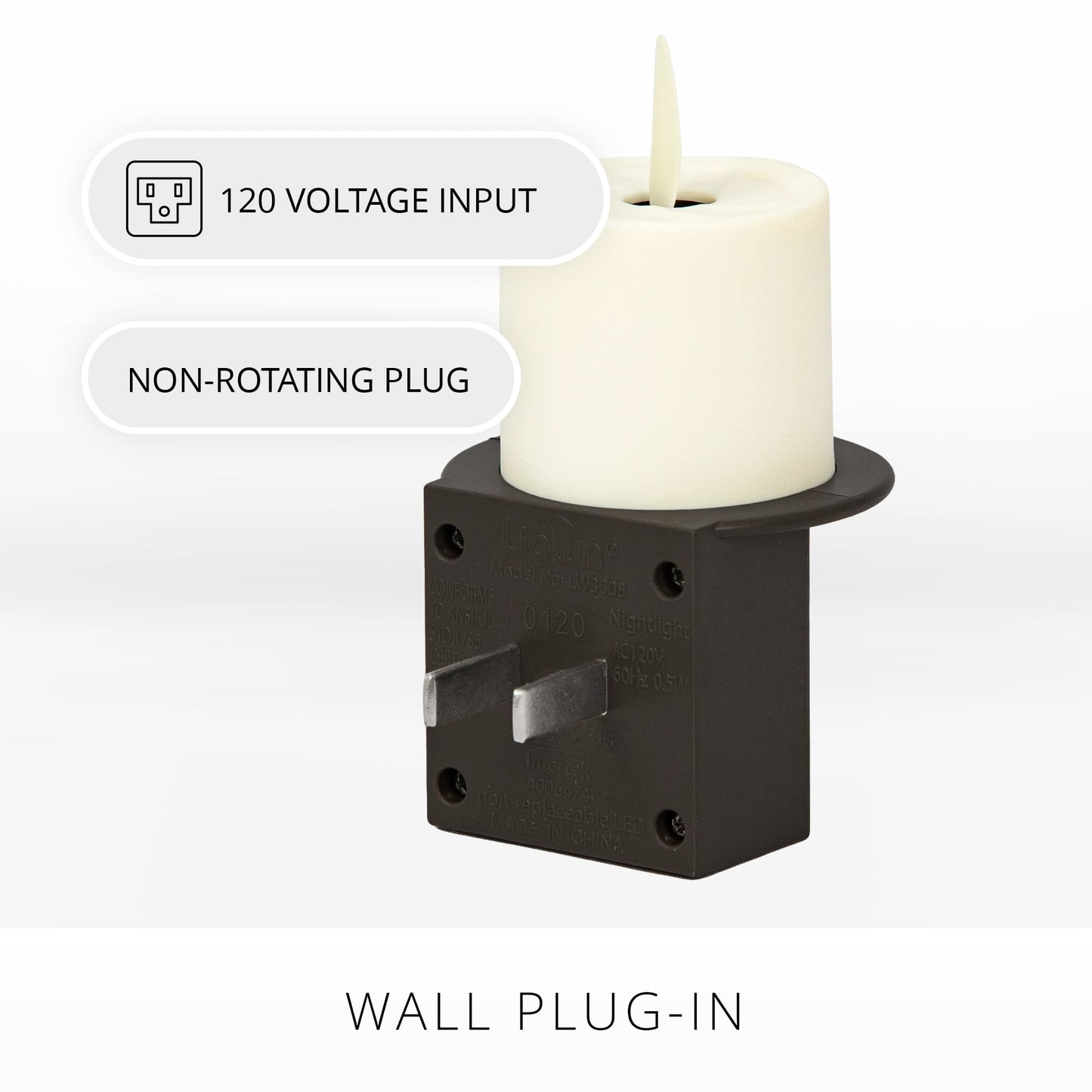 Luminara Flameless Candle Black Nightlight With Motion Sensor - Plugin Night Led Light With Patented Real-Flame Effect Technolog