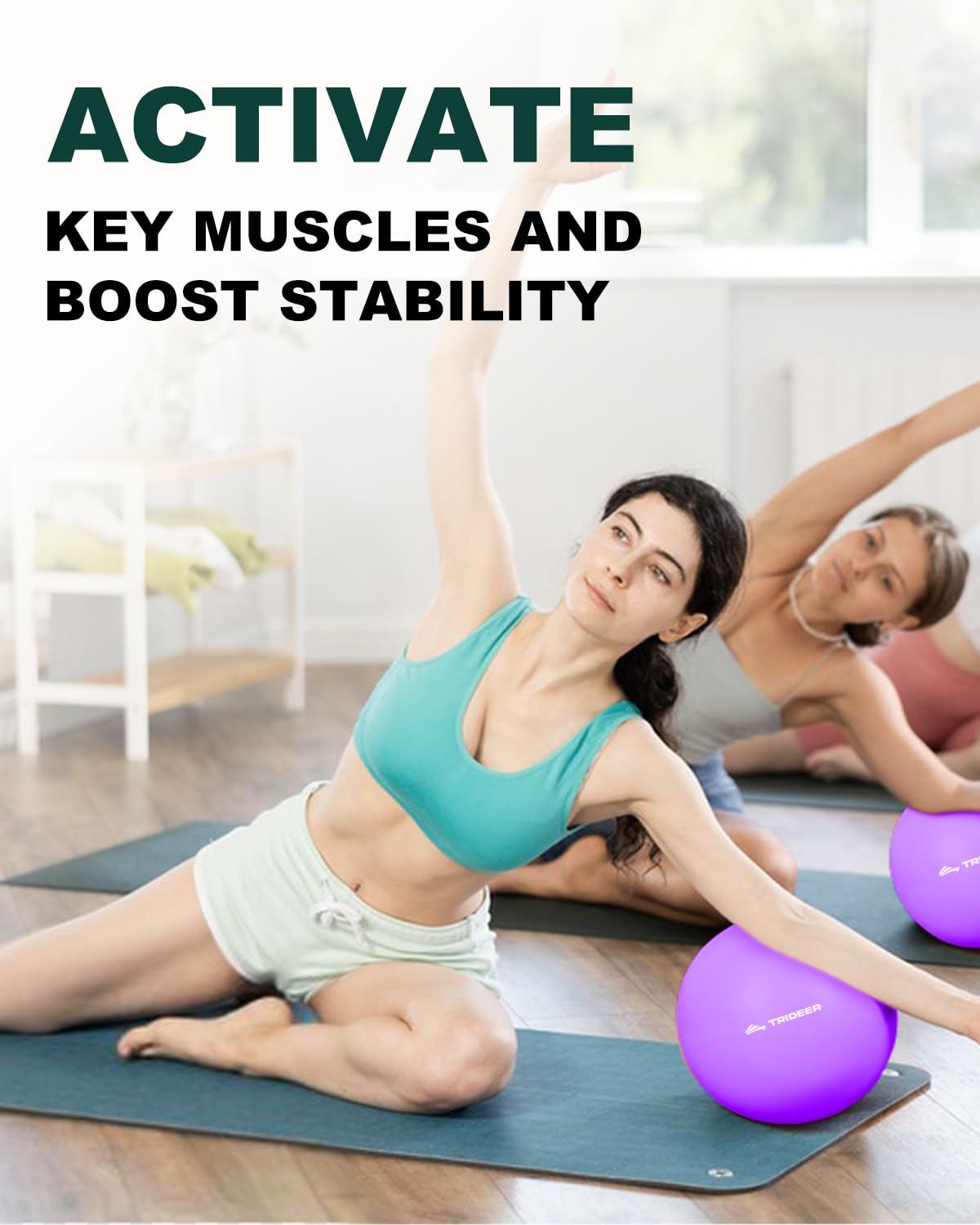 Trideer 9-Inch Pilates Exercise Ball for Yoga & Core Training, Small Stability Ball with Guide for Physical Therapy, Balance, Stretching, Gym and Home Use