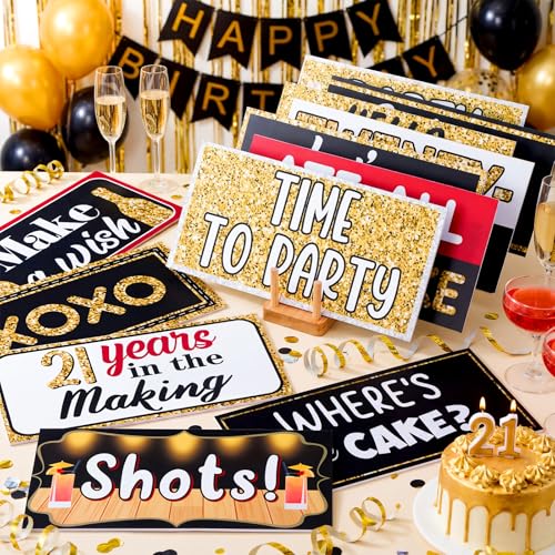 Beeveer 24 Designs 21 Birthday Photo Booth Props Double Sided 11x5.5 Inch Photo Booth Props 21th Bday Parties Decorations ...
