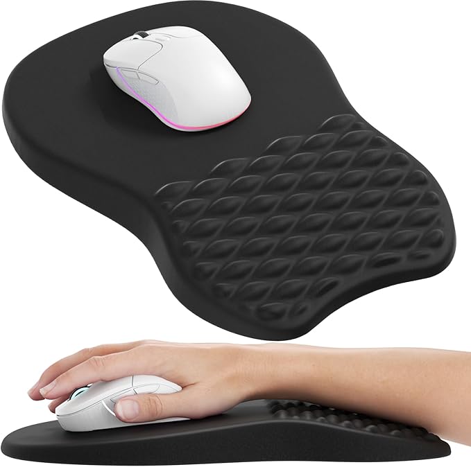 MROCO Ergonomic Mouse Pad with Wrist Support, Wrist Rest Mousepads for Carpal Tunnel Pain Relief, Memory Foam Pad with Mas...