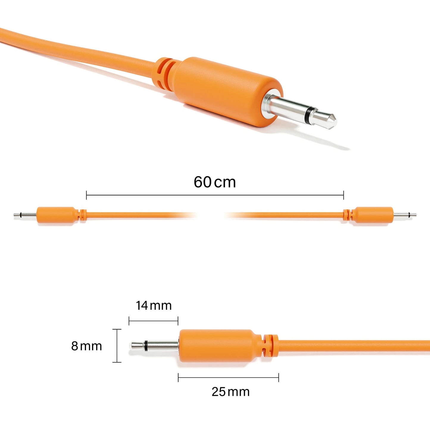 Excelvalley - Mono Modular Patch Cables Ts 3.5Mm 1/8 Inch Eurorack Synthesizer [10-Pack | 20 Cm - 7.87]