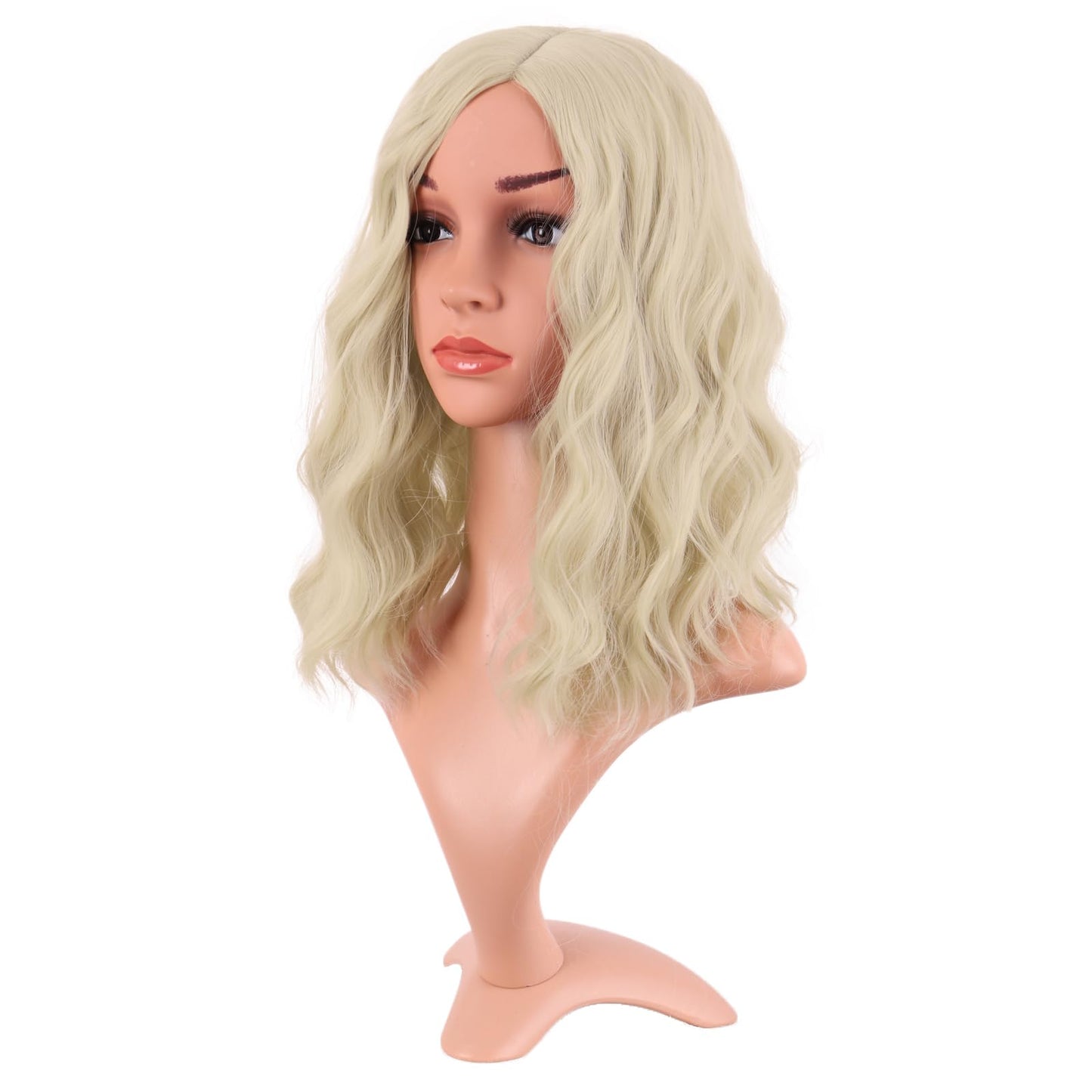MapofBeauty 14 Inch/35 cm Bob Wavy Short Curly Body Wave Cosplay Anime Synthetic Hair Party Wig (Blonde)