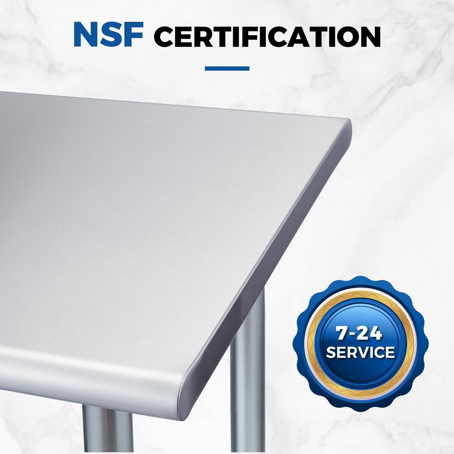 Profeeshaw Stainless Steel Prep Table 60x24 Inch NSF Commercial Work Table with Undershelf Heavy Duty Table for Kitchen Restaurant Home Hotel
