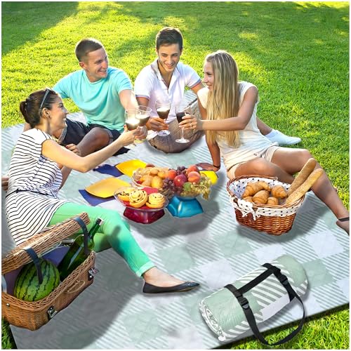 Extra Large Picnic Blankets Portable 80x80 Oversized Waterproof Sandproof Outdoor Beach Blanket Camping Grass Mat Travel E...