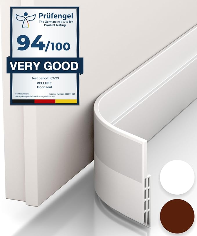 Vellure® Door Draft Stopper for Bottom of Door - Premium Door Sweep for Bottom of Door/Weather Stripping Door Seal (Save Energy – installs Quickly and Easily) Door Strip Ideal for
