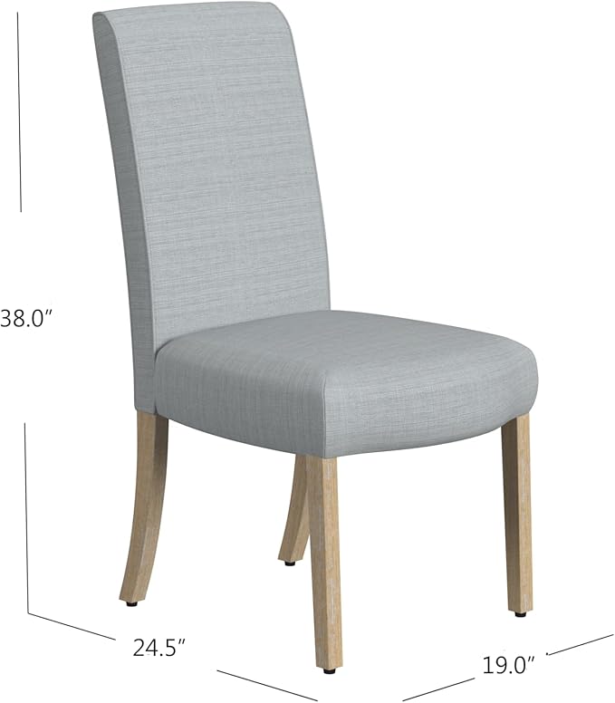 Homepop Scalloped Detail Dining Chair|Upholstered Parsons Dining Chairs |Decorative Home Furniture, Light Gray Woven (Set of 2)