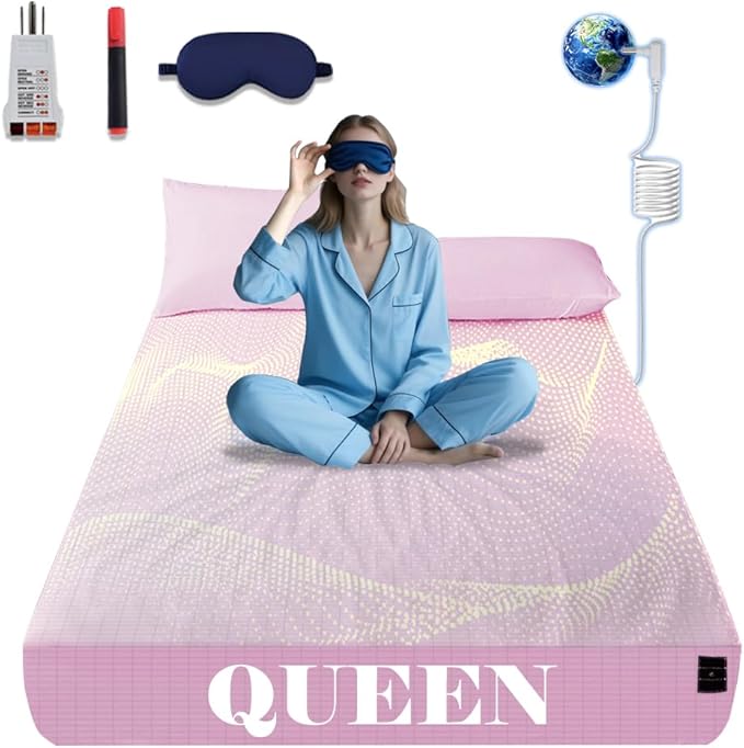 NAGS® Grounding Sheets,Grounding Bedding Sheet, Soft Cotton with Pure Silver Fitted Grounded Sheet for Improved Sleep,Pain Relief (Pink, Queen,60 * 80 * 13.5inch)
