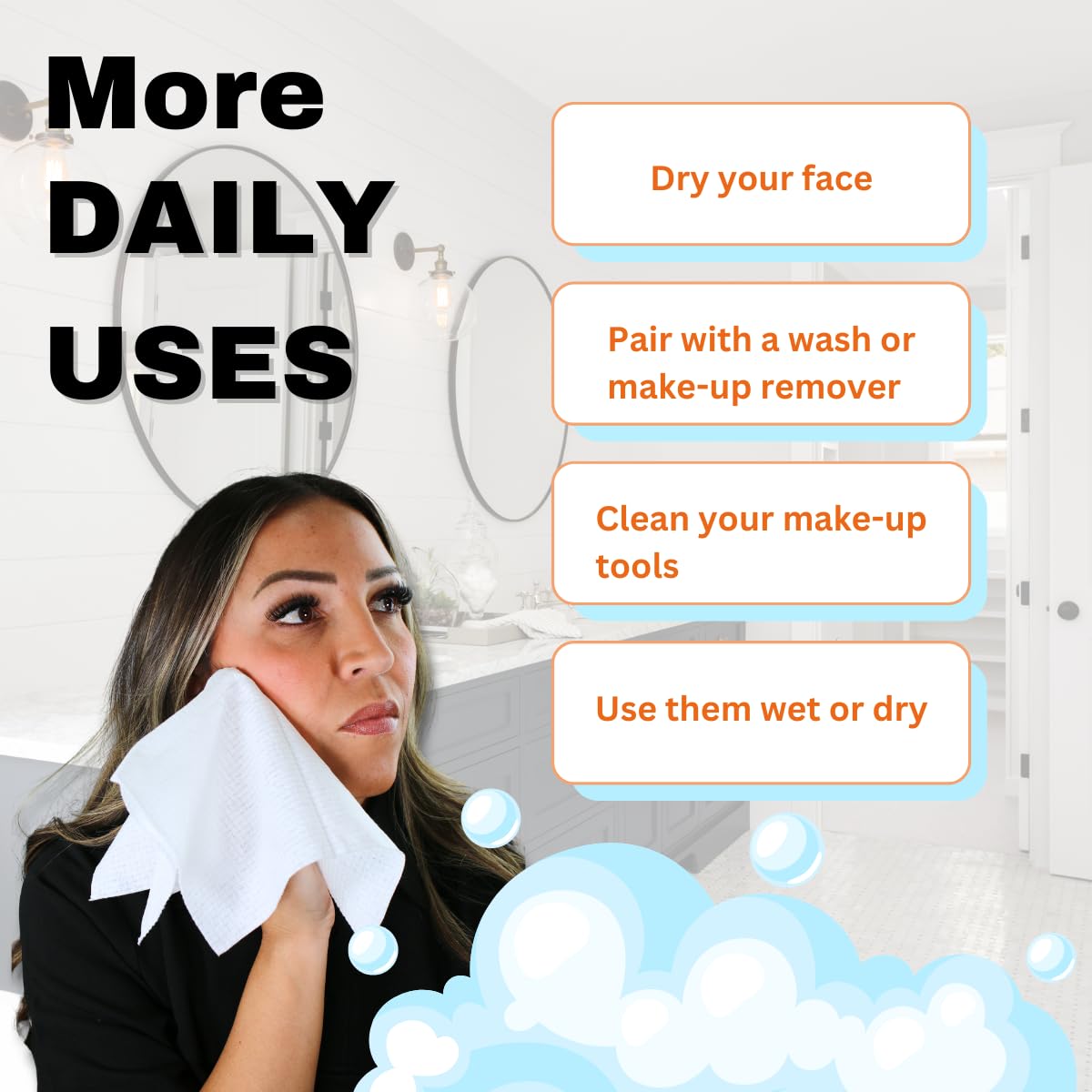 Large Disposable Face Towels, Facial Wipes, Super Soft and Thick Shaving Face Towels XL, Daily Makeup Remover Tissues, Dry Clean