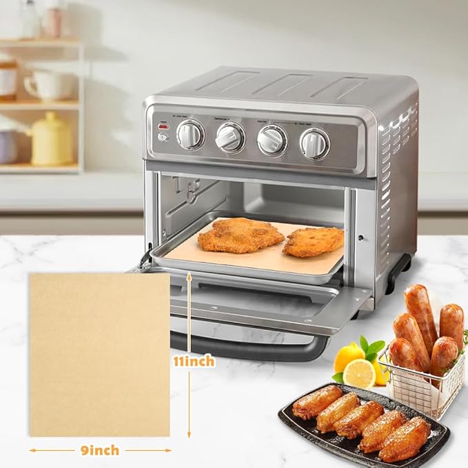 YQL 9x11 Inch 150PCS Air Fryer Disposable Liners, Unbleached Parchment Paper Rectangular for Cuisinart Air Fryer Toaster Oven Baking,Sheet Accessories for Breville Smart Oven Fryer Pro BOV900BSS
