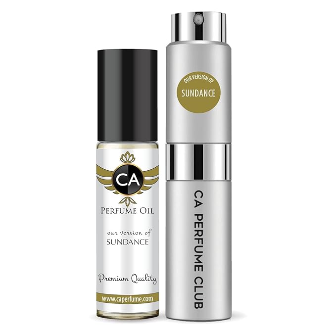CA Perfume Duo Impression of Sundance For Women And Men Perfume Layering Set Long Lasting Travel Size EDP + Body Oil Roll-On Bottle 0.27 Fl Oz+0.33 Fl Oz