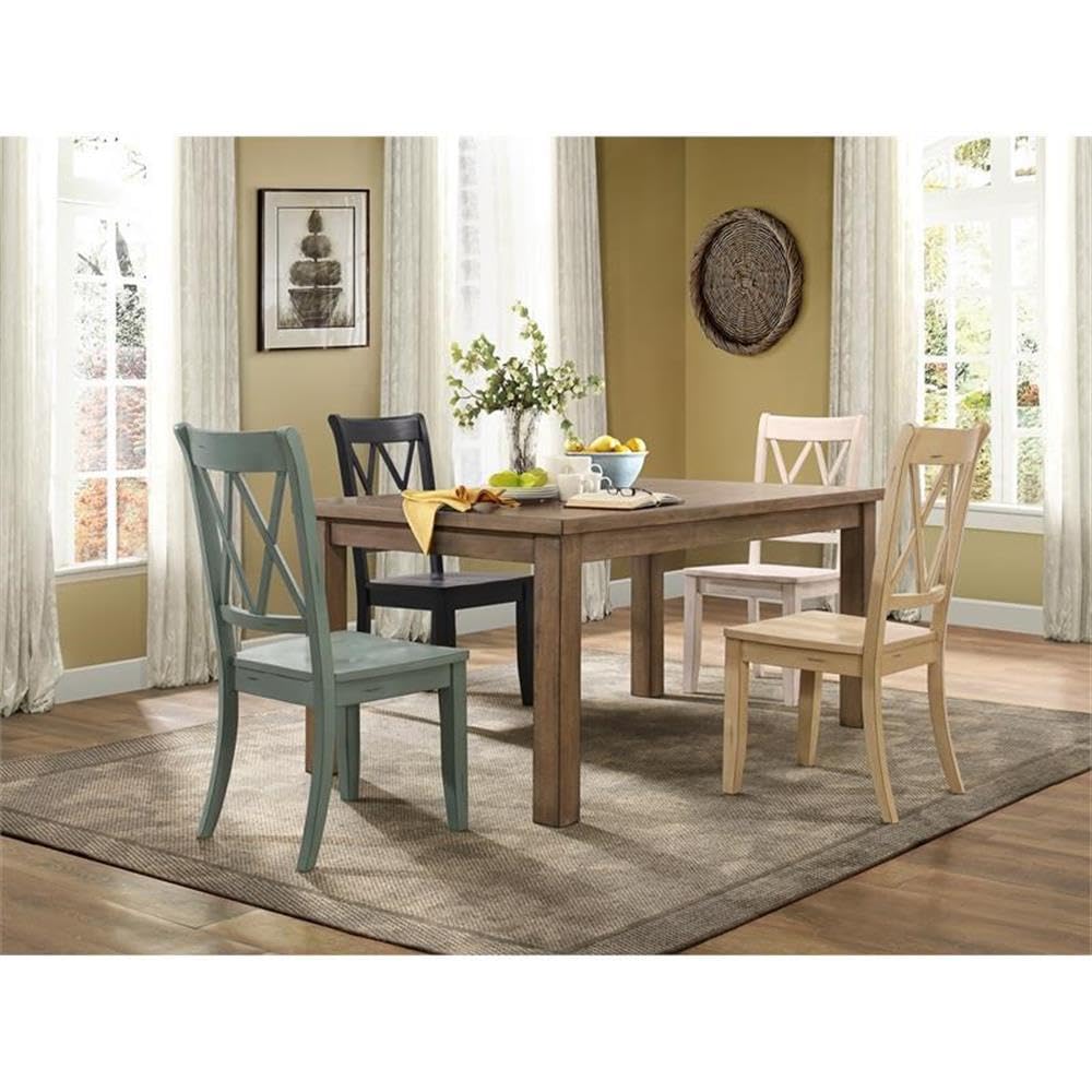 Lexicon Janina 66" Rectangular Dining Table, Solid Wood Frame with Pine Veneer Top, Dining Room Furniture, Natural Finish Rustic Farmhouse Kitchen Table for 4, 38" D x 66" W x 30" H - Natural