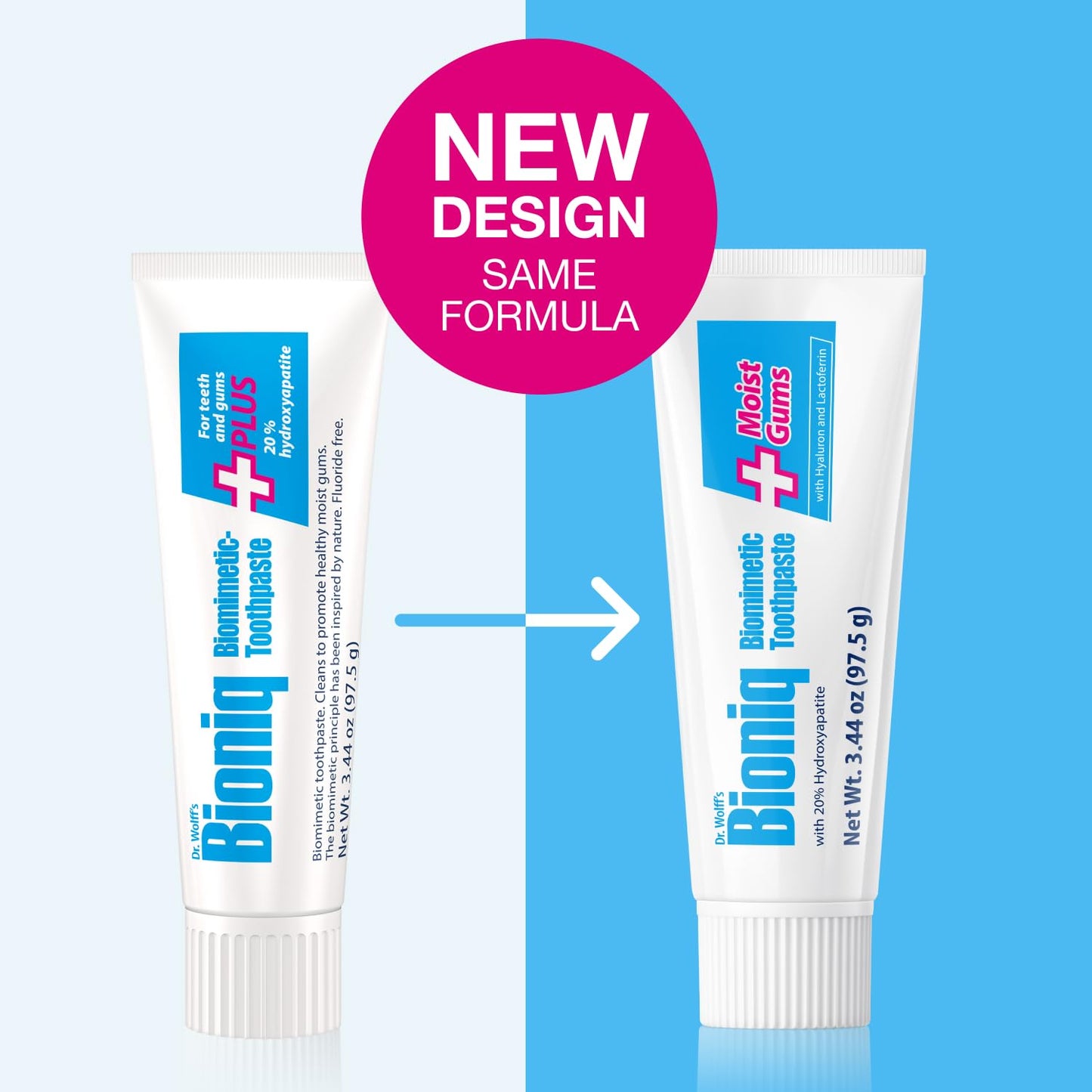 Bioniq Moist Gum Toothpaste with 20% Hydroxyapatite, Fluoride Free Toothpaste, Hydroxyapatite Clinically Tested, Expert Enamel Care with Mint Flavor I 3.44 oz 1 Pack