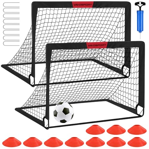 Kids Soccer Goals for Backyard Set - 2 of 4' x 3' Portable Soccer Goal Training Equipment, Pop Up Toddler Soccer Net with ...