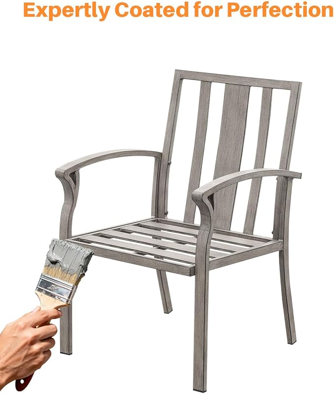 SEEHILL Patio Dining Chair Set of 6, Outdoor Dining Chairs with Thick Cushion, Sturdy Aluminum Outdoor Chairs for Table, Outdoor Dining Furniture Set for Deck, Garden, Backyard, Pool, Limed Oak