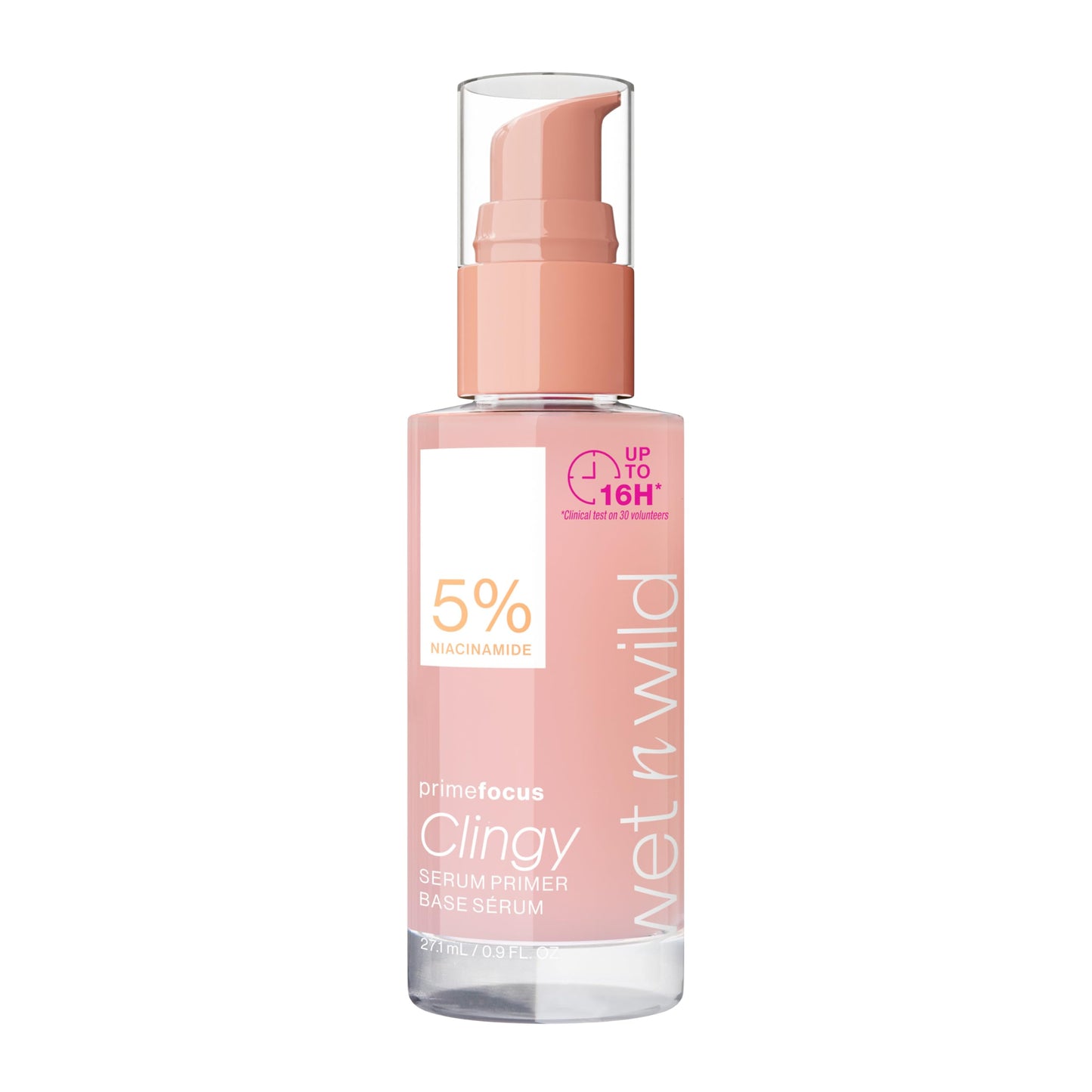 wet n wild Prime Focus Clingy Serum Primer, Hydrating & Brightening with 5% Niacinamide & 8% Glycerin, Long-Lasting 16-Hour Wear